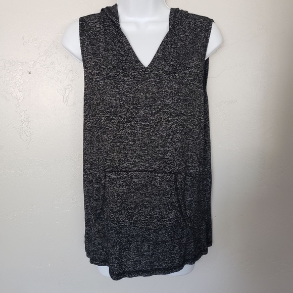 Danskin Now Small Grey Heather Sleeveless Hoodie Muscle Tank Top Athletic Active - Picture 1 of 7